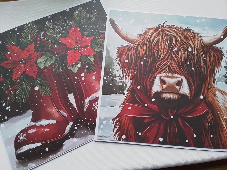 Christmas. Christmas cards. Pack of 2 Christmas cards. Ref 541