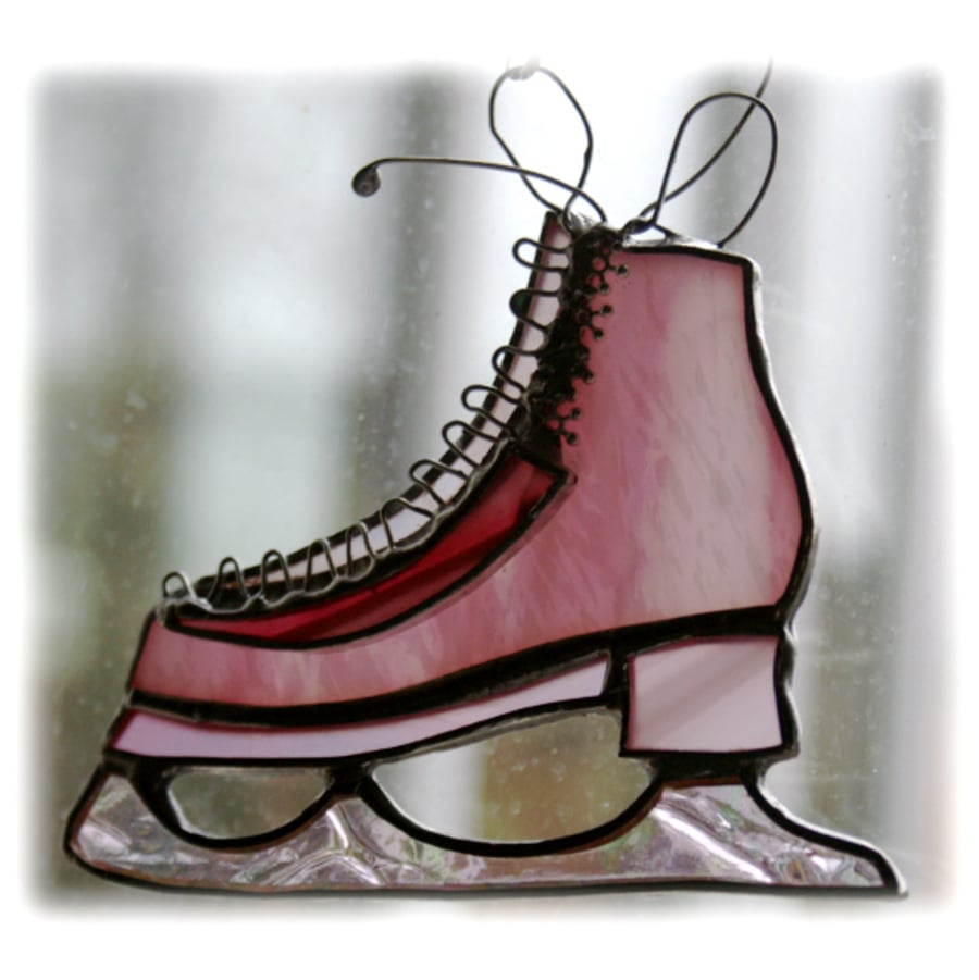 Ice Skate Suncatcher Stained Glass Skating Handmade 
