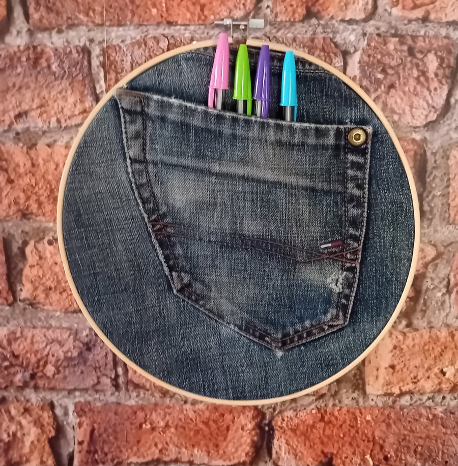 Handmade Denim Pocket Wall Hanging - Large