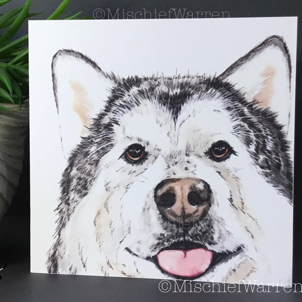 Malamute Art Card - blank or personalised for any occasion 