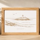 Laser engraved Godrevy Lighthouse Cornwall