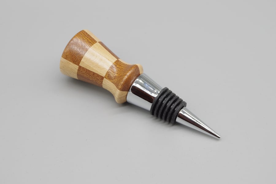 Hand Turned Wooden Bottle Stopper. Segmented.