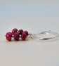 Natural Ruby & Sterling Silver Hoop Earrings, July Birthstone, Anniversary Gift