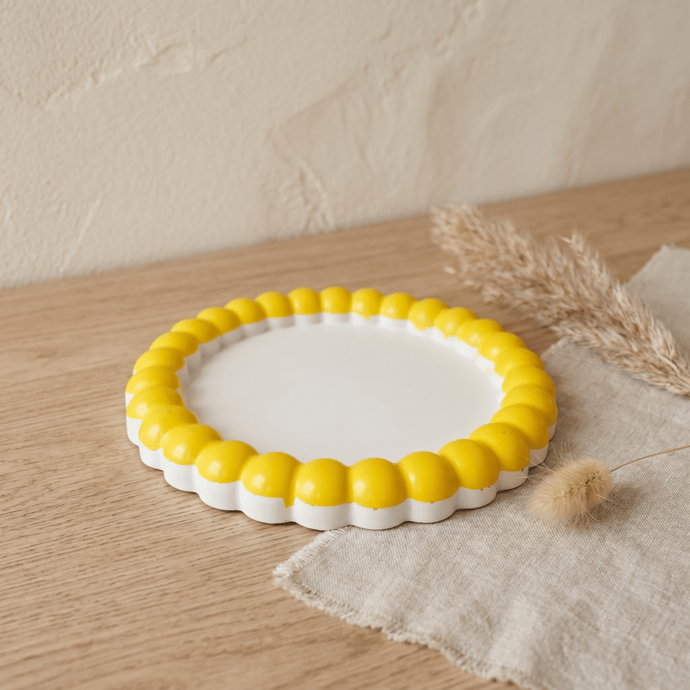 Yellow and White Bubble Edge Jewellery Tray