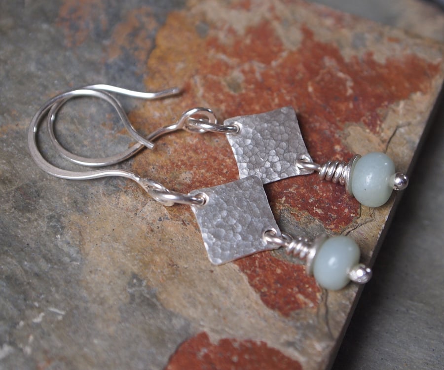 Sterling Silver Earrings, Silver & Amazonite Earrings