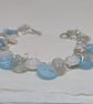Wintry button bracelet in silver glitter, blue and white with toggle clasp  - Image 5