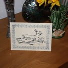 Running rabbit with leaf border