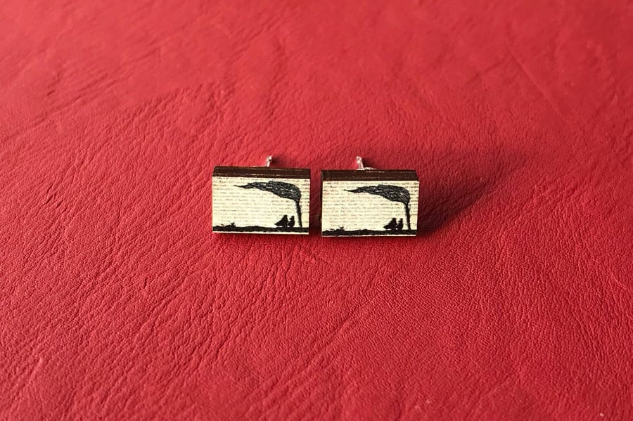 Classic Literature - Wuthering Heights Illustration Wooden Stud Earrings