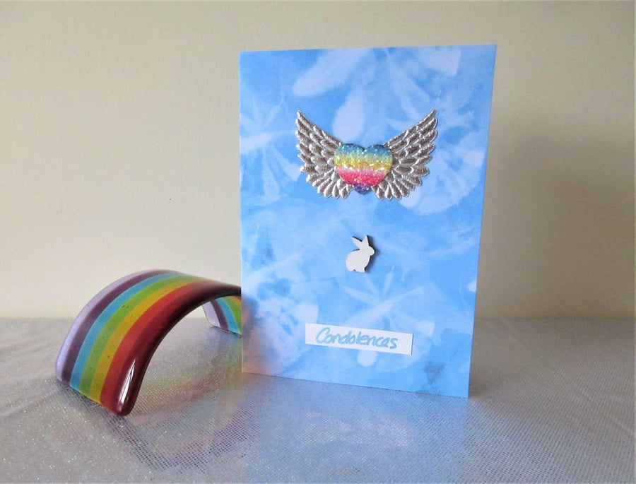 Rabbit Pet Loss Sympathy Condolences Greetings Card Bunny Rainbow Bridge