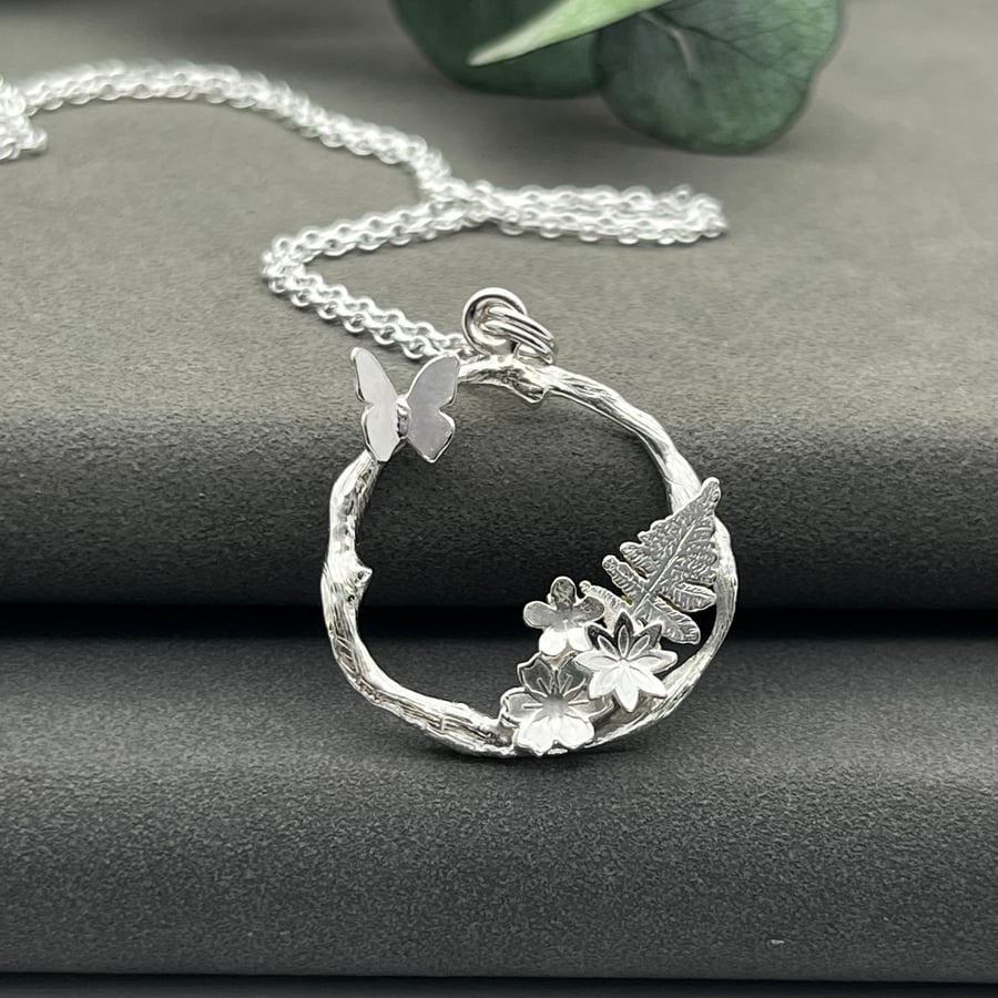 Handmade Sterling Silver Large Nature Pendant 2