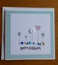 Birthday Card - Flowers, Hearts and Sequins - Turquoise and Pink - Image 3
