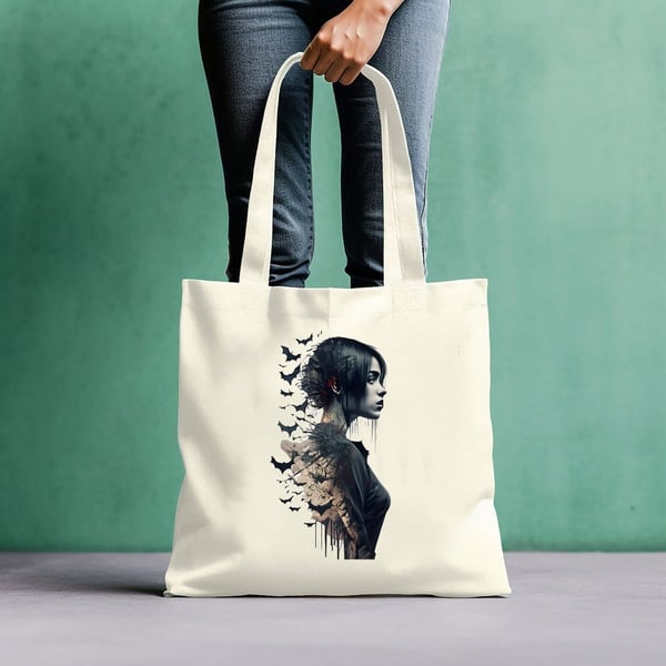 Bat Dark Assassin Girl Bag Tote Cotton Shopping Bag.