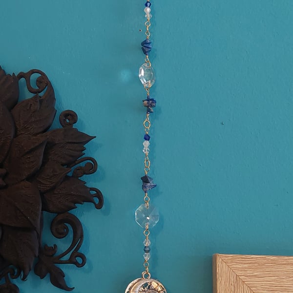 Celestial Blue Sun and Moon Suncatcher Wall Hanging Decoration 