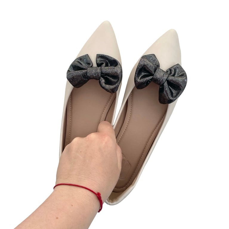 Metallic Shoe Bow Clips Liquid Silver Shoe Decoration for High Heels Jewellery 