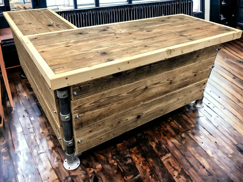 Richmond Corner Desk Office Desk, Custom Made Reclaimed Scaffold Boards Rustic, 