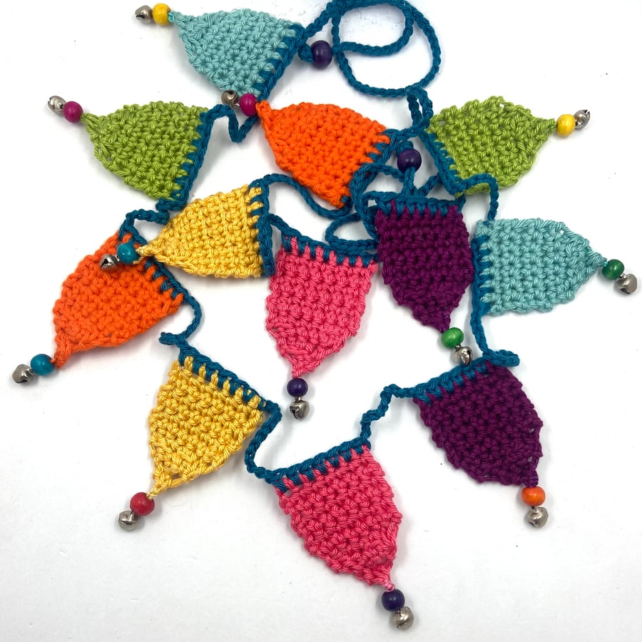 Crochet Mini Bunting with Beads and Bells