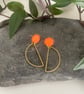 Half circle polymer clay and brass earrings  - Image 2