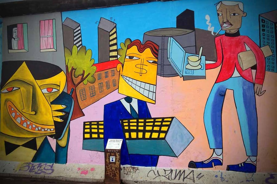 Berlin Wall Graffiti Artwork Street Art Mural Germany 18"x12" Print