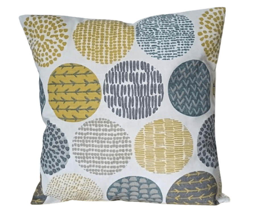 Casa Circle Geometric Ochre Mustard Yellow Grey Cushion Cover