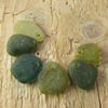 6 Natural sea glass beads, top drilled , supplies (5)