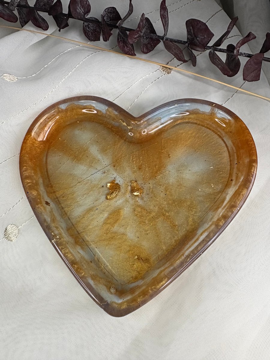 Gold and pale blue resin trinket plate