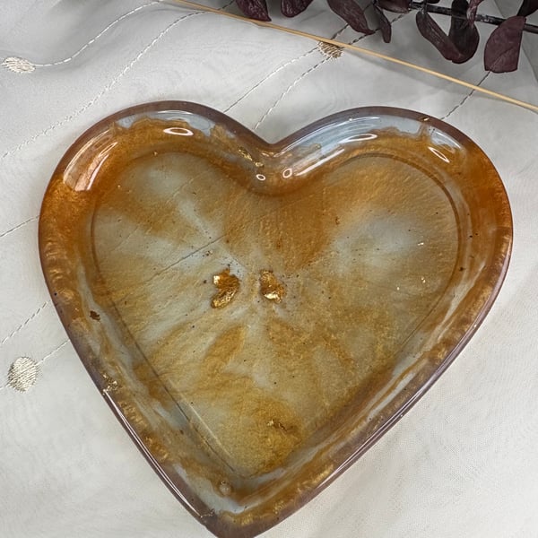 Gold and pale blue resin trinket plate