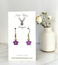 Charm Earrings - Purple Daisy