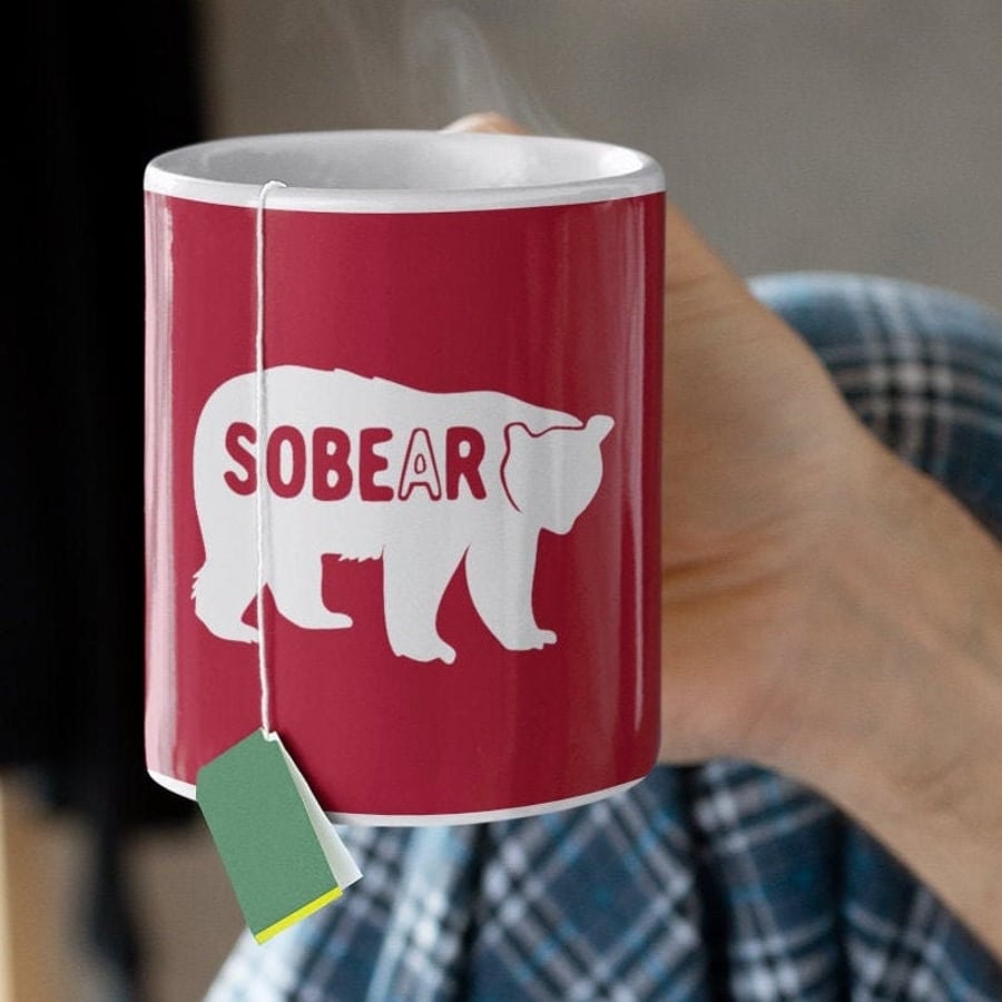 Sober Bear Mug Sobriety gift, AA gift sobriety gift for dad, sober gift for men
