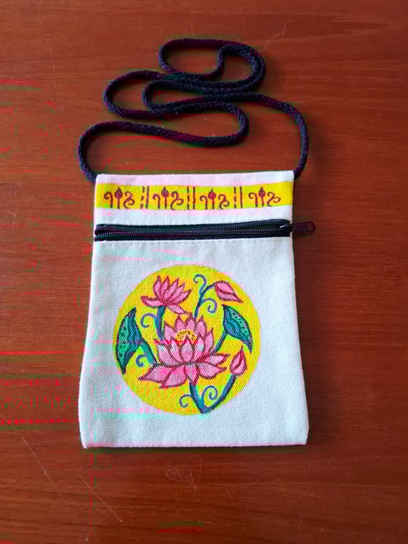 Handpainted crossbody tote bag 