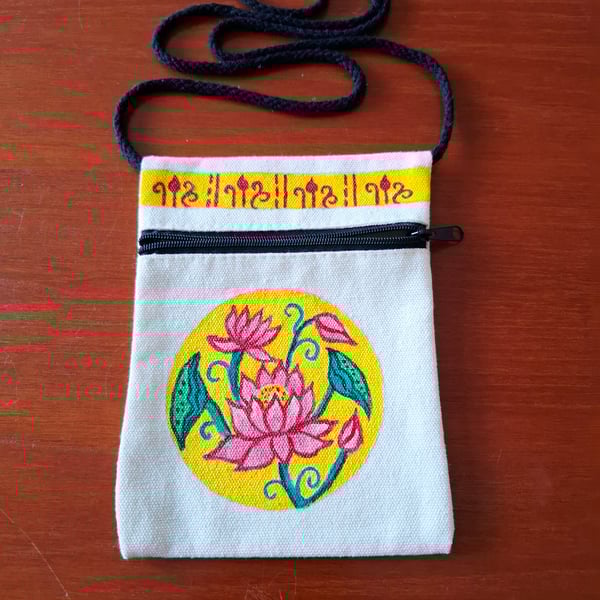 Handpainted crossbody tote bag 