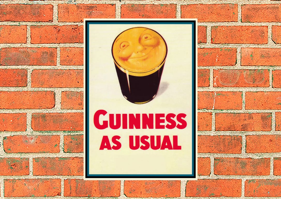 Guinness metal sign. Smiley Guinness as Usual suitable for Pub, Bar, Man cave