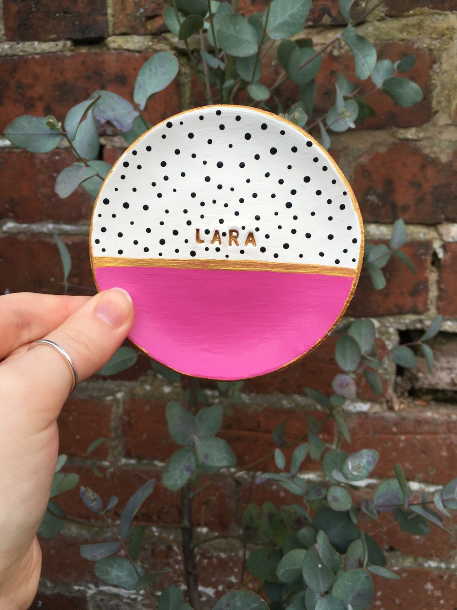 Personalised Spotty Gold Dish - Spotty Dish - Customisable 