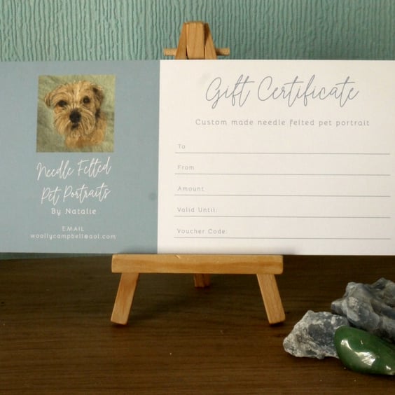 Gift Voucher for Custom Needle Felted Pet Portrait