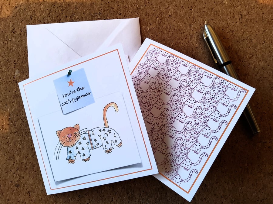 You're the cat's pyjamas! A pack of 6 big little cards and envelopes.