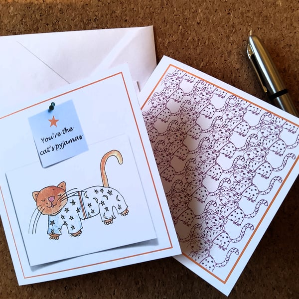 You're the cat's pyjamas! A pack of 6 big little cards and envelopes.