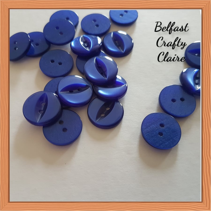 Fish Eye Style - Resin Buttons - ROYAL BLUE - 4 Sizes Available