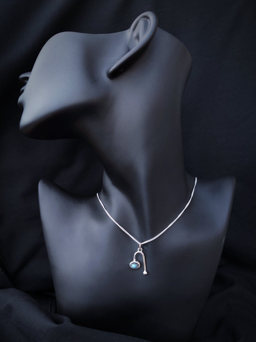 Silver pendant with labradorite