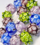 Handmade multicoloured patterned lamp work glass beads