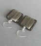 Large Dark Grey Fused Glass Drop Earrings - Charcoal Grey Square Drop Earrings - Image 1