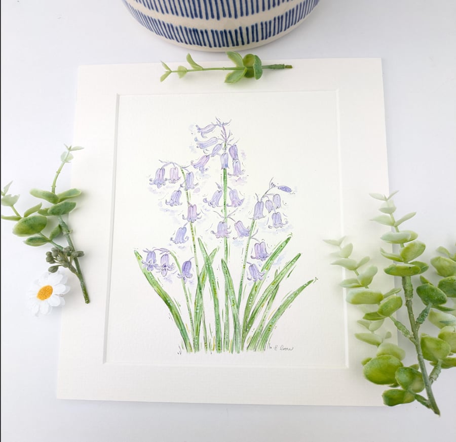 Bluebell hand-painted original watercolour painting 