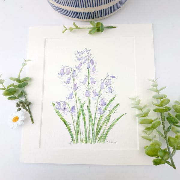 Bluebell hand-painted original watercolour painting 