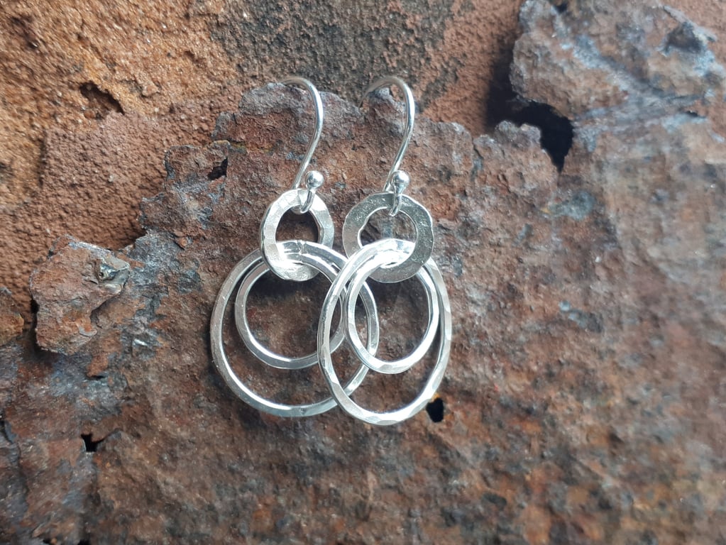 STERLING SILVER Hoop Earrings, Handmade Urban Jewellery