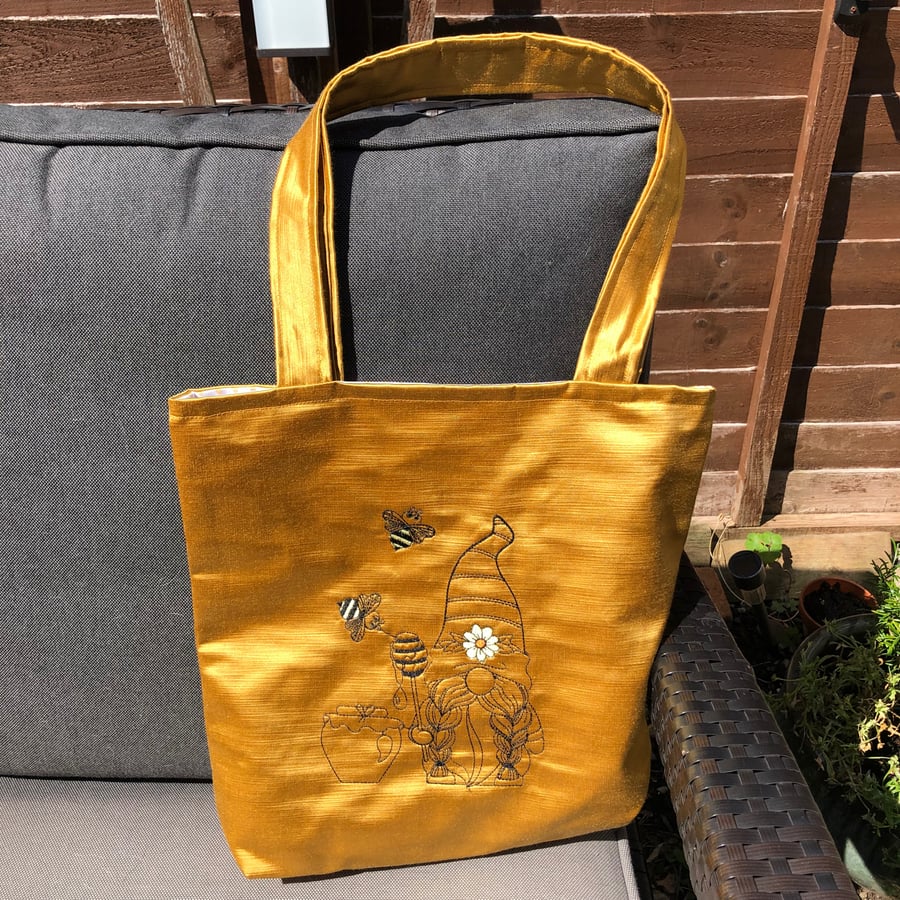 Gnome Tote Bag with Honey & Bees 