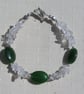 SALE Green Nephrite Jade & Clear Quartz Gemstone Bracelet "Frosty Pine" - Image 6