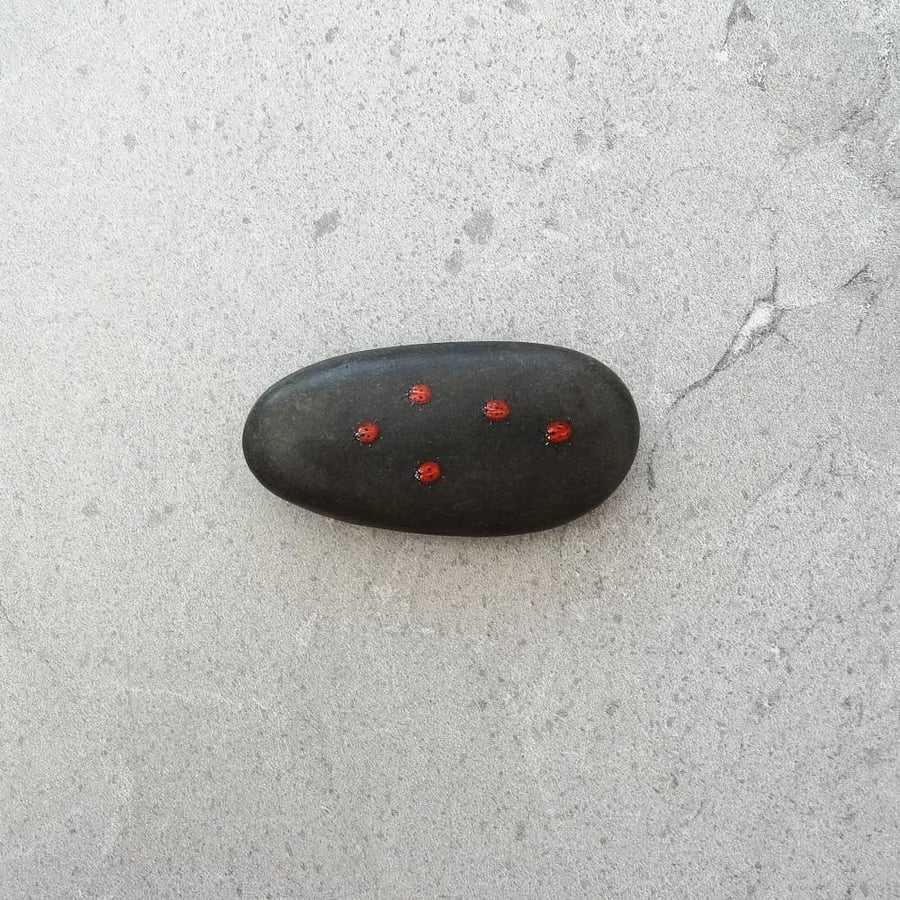 Original Art Ladybird Hand painted Stone Pebble