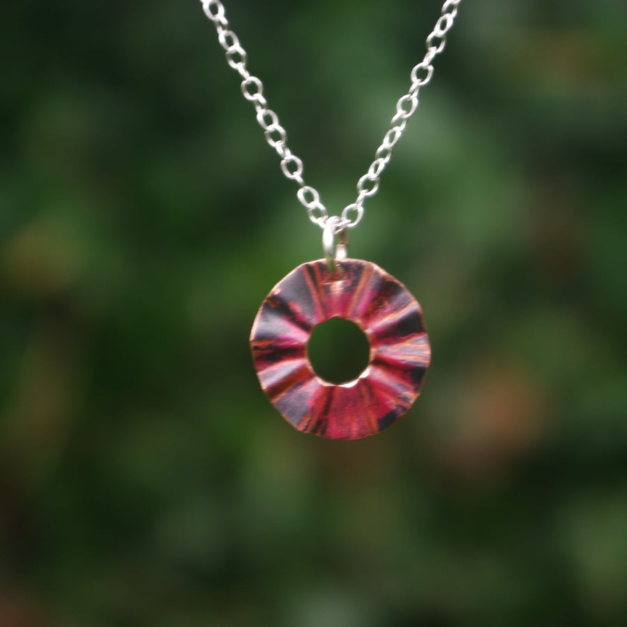 Wavy Copper Circle  Necklace