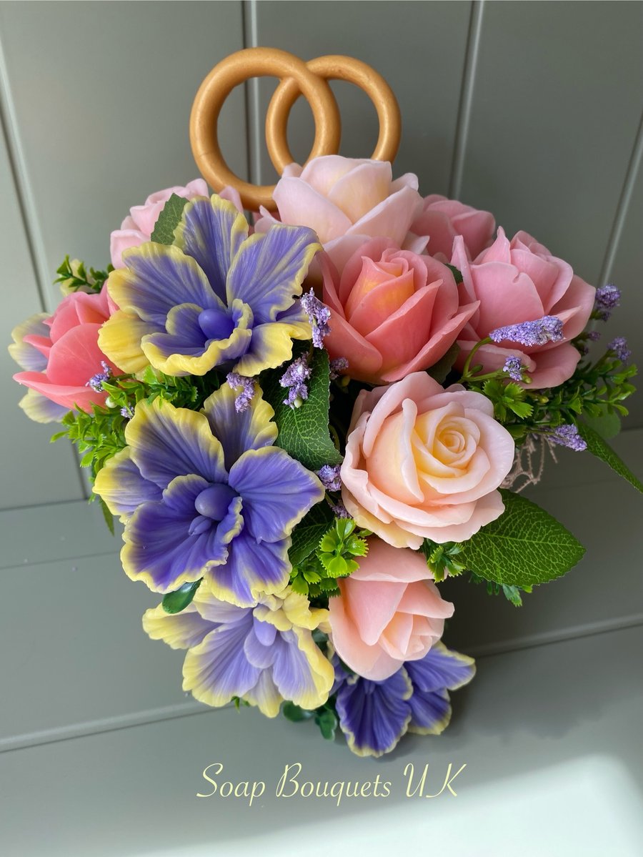 Solid Soap Roses & Orchids Bouquet: Ideal Wedding Gift: Customizable Colours