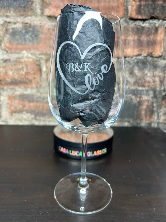 Hand Etched Glass, Love Heart Initial