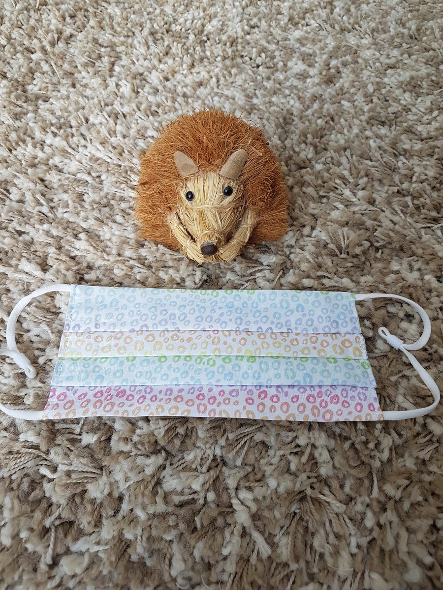 Small Adult or Teenager face covering - Rainbow Animal print