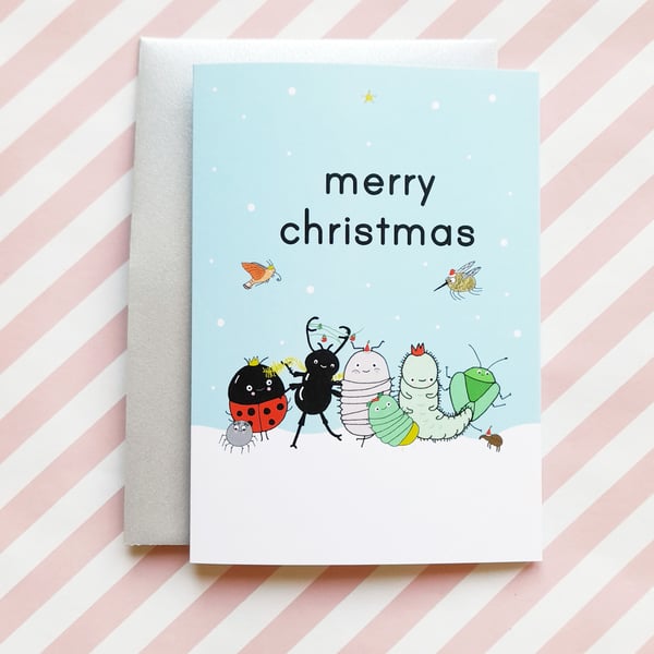 insect A6 chrismas card, cute christmas card, nature lover, wildlife lover